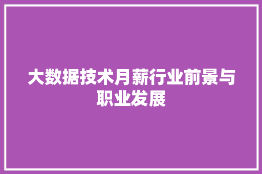 大数据技术月薪行业前景与职业发展