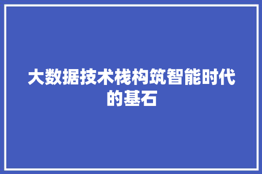 大数据技术栈构筑智能时代的基石