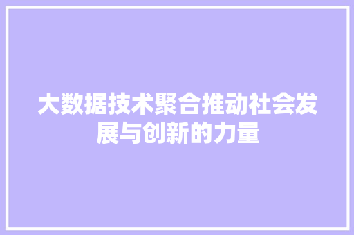大数据技术聚合推动社会发展与创新的力量