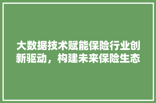 大数据技术赋能保险行业创新驱动，构建未来保险生态
