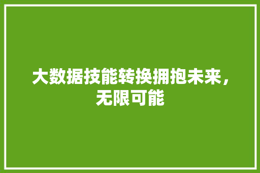 大数据技能转换拥抱未来，无限可能