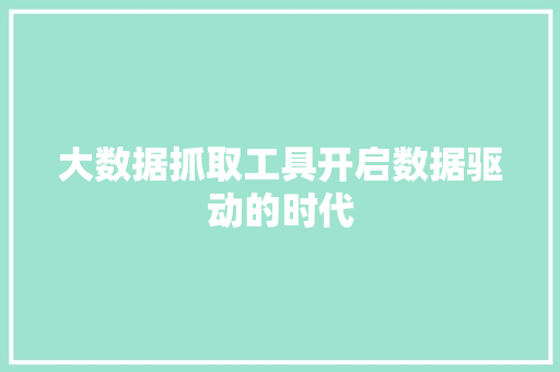大数据抓取工具开启数据驱动的时代