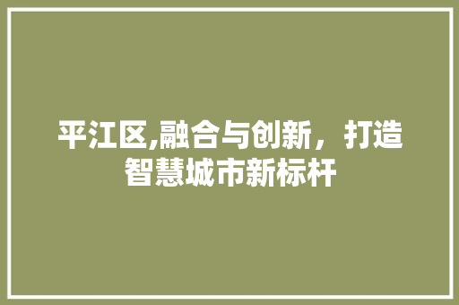平江区,融合与创新，打造智慧城市新标杆