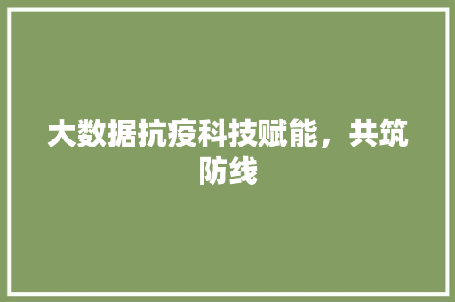 大数据抗疫科技赋能，共筑防线