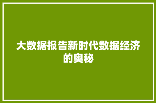 大数据报告新时代数据经济的奥秘 建站教程
