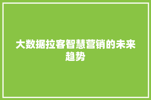 大数据拉客智慧营销的未来趋势
