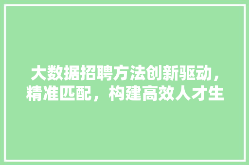 大数据招聘方法创新驱动，精准匹配，构建高效人才生态