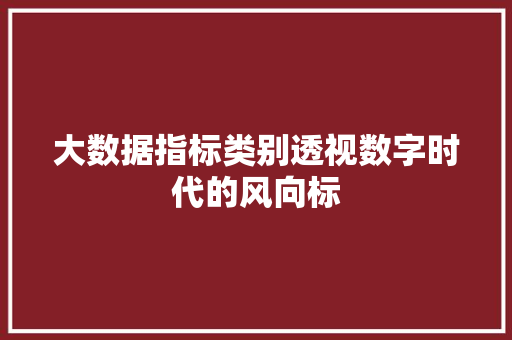 大数据指标类别透视数字时代的风向标