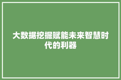 大数据挖掘赋能未来智慧时代的利器
