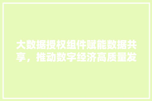 大数据授权组件赋能数据共享，推动数字经济高质量发展