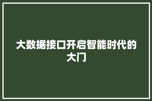 大数据接口开启智能时代的大门