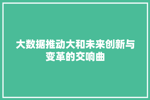 大数据推动大和未来创新与变革的交响曲