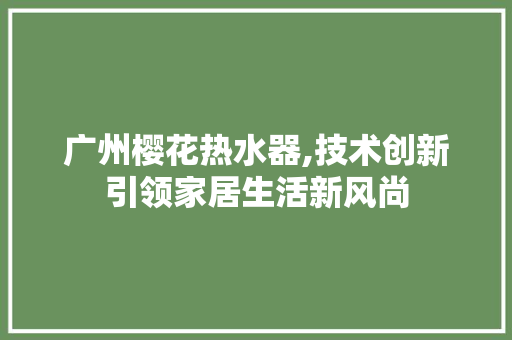 广州樱花热水器,技术创新引领家居生活新风尚