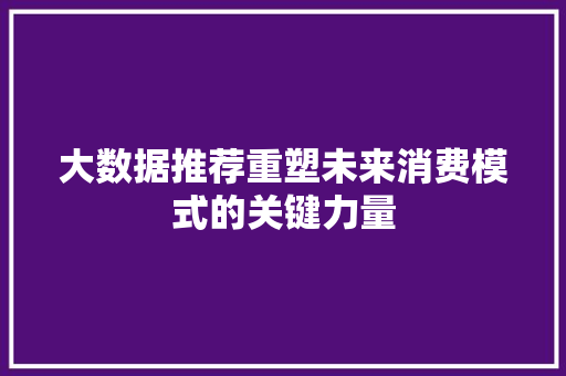 大数据推荐重塑未来消费模式的关键力量
