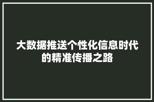 大数据推送个性化信息时代的精准传播之路