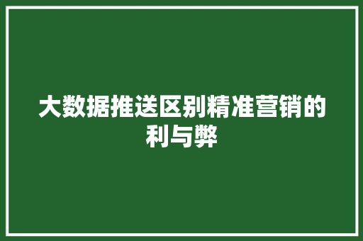 大数据推送区别精准营销的利与弊