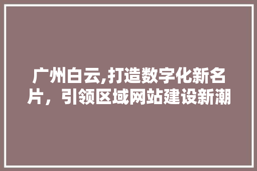 广州白云,打造数字化新名片，引领区域网站建设新潮流