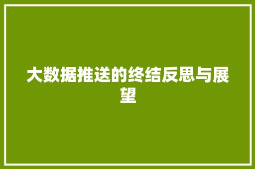 大数据推送的终结反思与展望