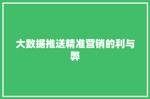 大数据推送精准营销的利与弊