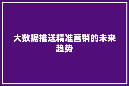大数据推送精准营销的未来趋势