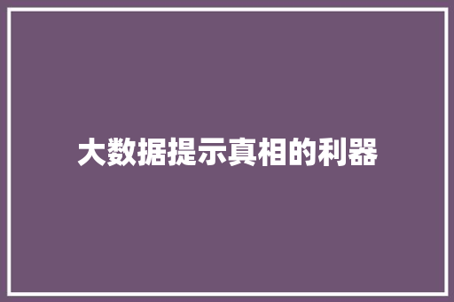 大数据提示真相的利器