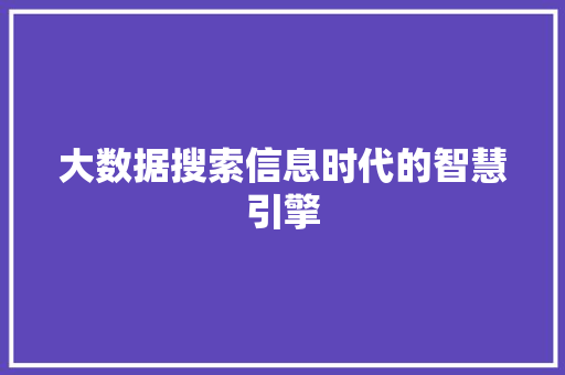 大数据搜索信息时代的智慧引擎