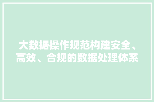 大数据操作规范构建安全、高效、合规的数据处理体系