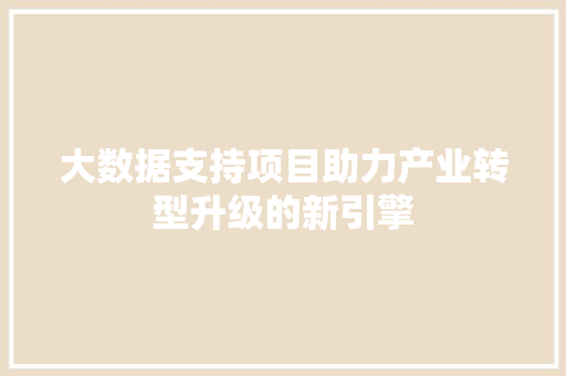 大数据支持项目助力产业转型升级的新引擎