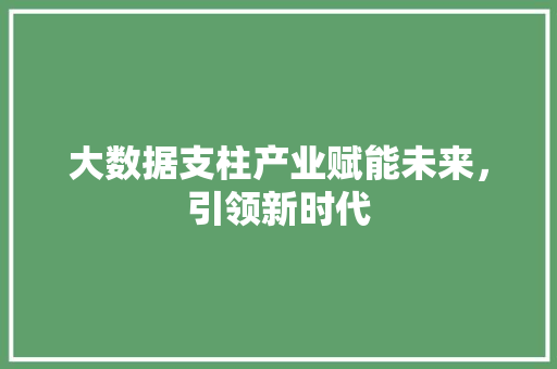 大数据支柱产业赋能未来，引领新时代
