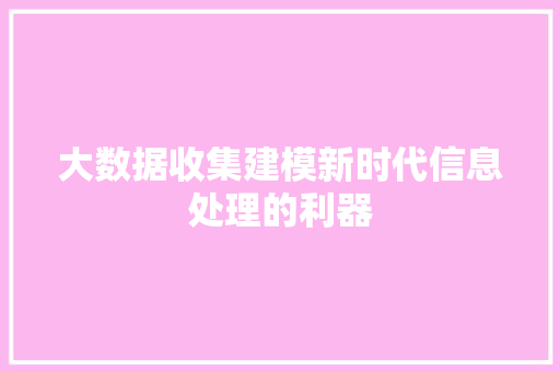 大数据收集建模新时代信息处理的利器