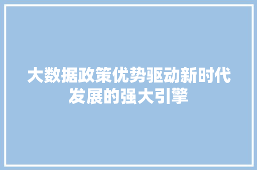 大数据政策优势驱动新时代发展的强大引擎