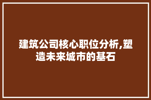 建筑公司核心职位分析,塑造未来城市的基石