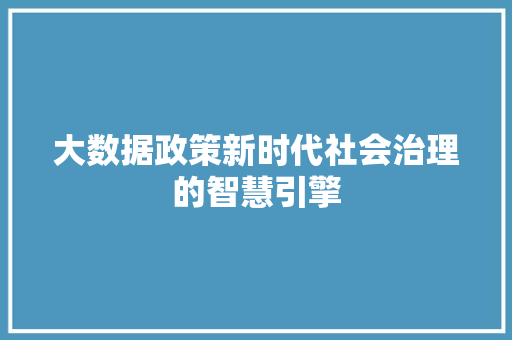 大数据政策新时代社会治理的智慧引擎