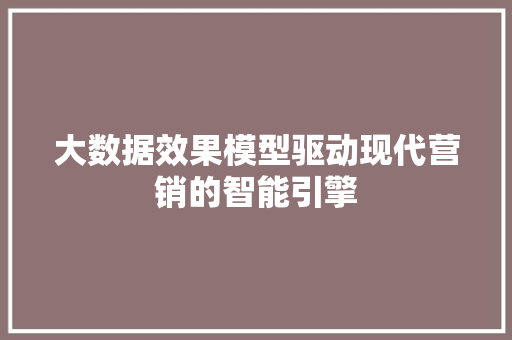 大数据效果模型驱动现代营销的智能引擎