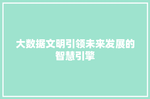 大数据文明引领未来发展的智慧引擎