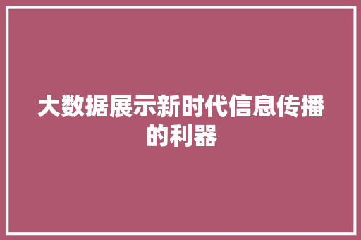 大数据展示新时代信息传播的利器