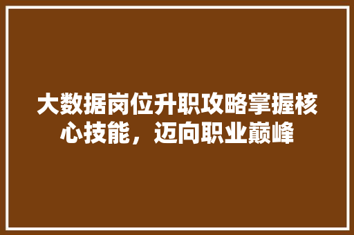 大数据岗位升职攻略掌握核心技能，迈向职业巅峰