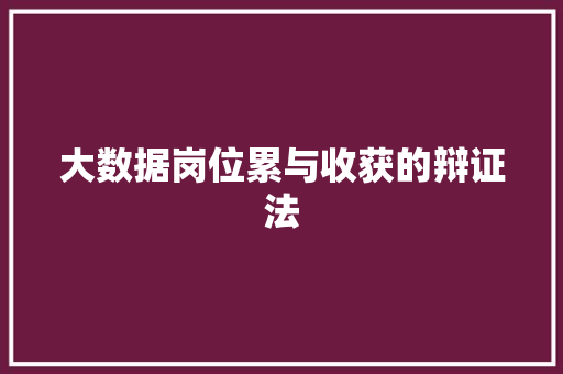 大数据岗位累与收获的辩证法