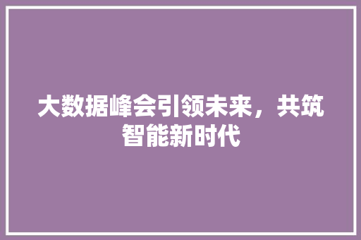 大数据峰会引领未来，共筑智能新时代