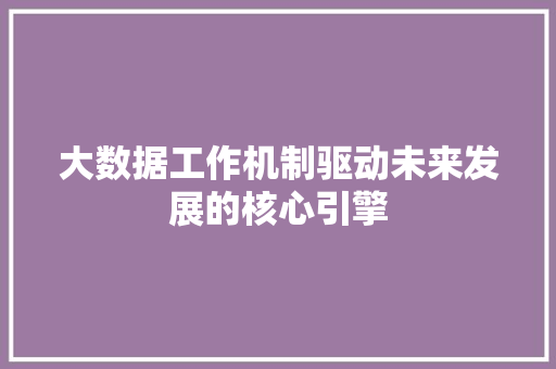 大数据工作机制驱动未来发展的核心引擎