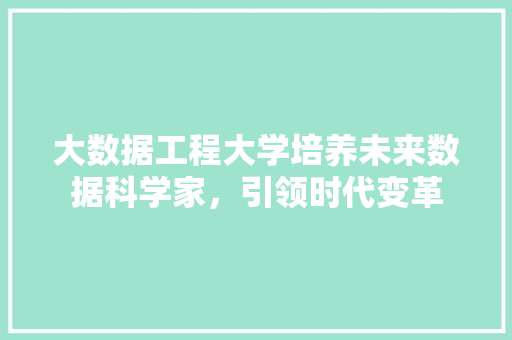 大数据工程大学培养未来数据科学家，引领时代变革