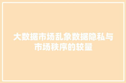 大数据市场乱象数据隐私与市场秩序的较量