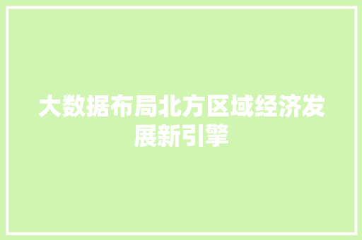 大数据布局北方区域经济发展新引擎