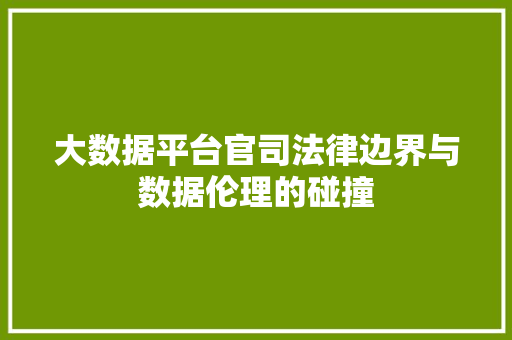 大数据平台官司法律边界与数据伦理的碰撞