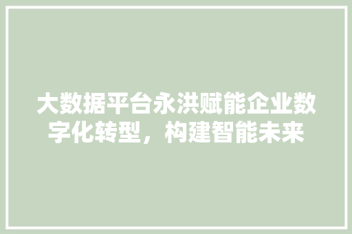 大数据平台永洪赋能企业数字化转型，构建智能未来