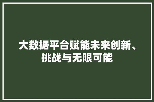 大数据平台赋能未来创新、挑战与无限可能