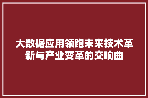 大数据应用领跑未来技术革新与产业变革的交响曲