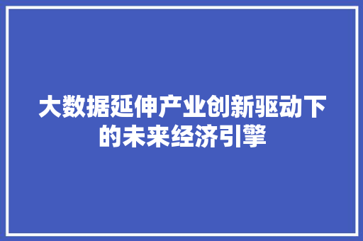 大数据延伸产业创新驱动下的未来经济引擎