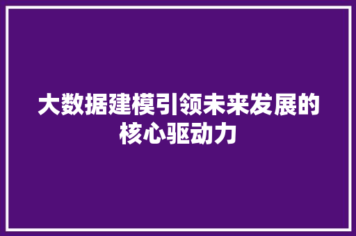 大数据建模引领未来发展的核心驱动力