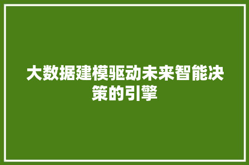 大数据建模驱动未来智能决策的引擎